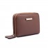 LP6680 - Miss Lulu Leather Look Double Zipped Coin Purse Brown